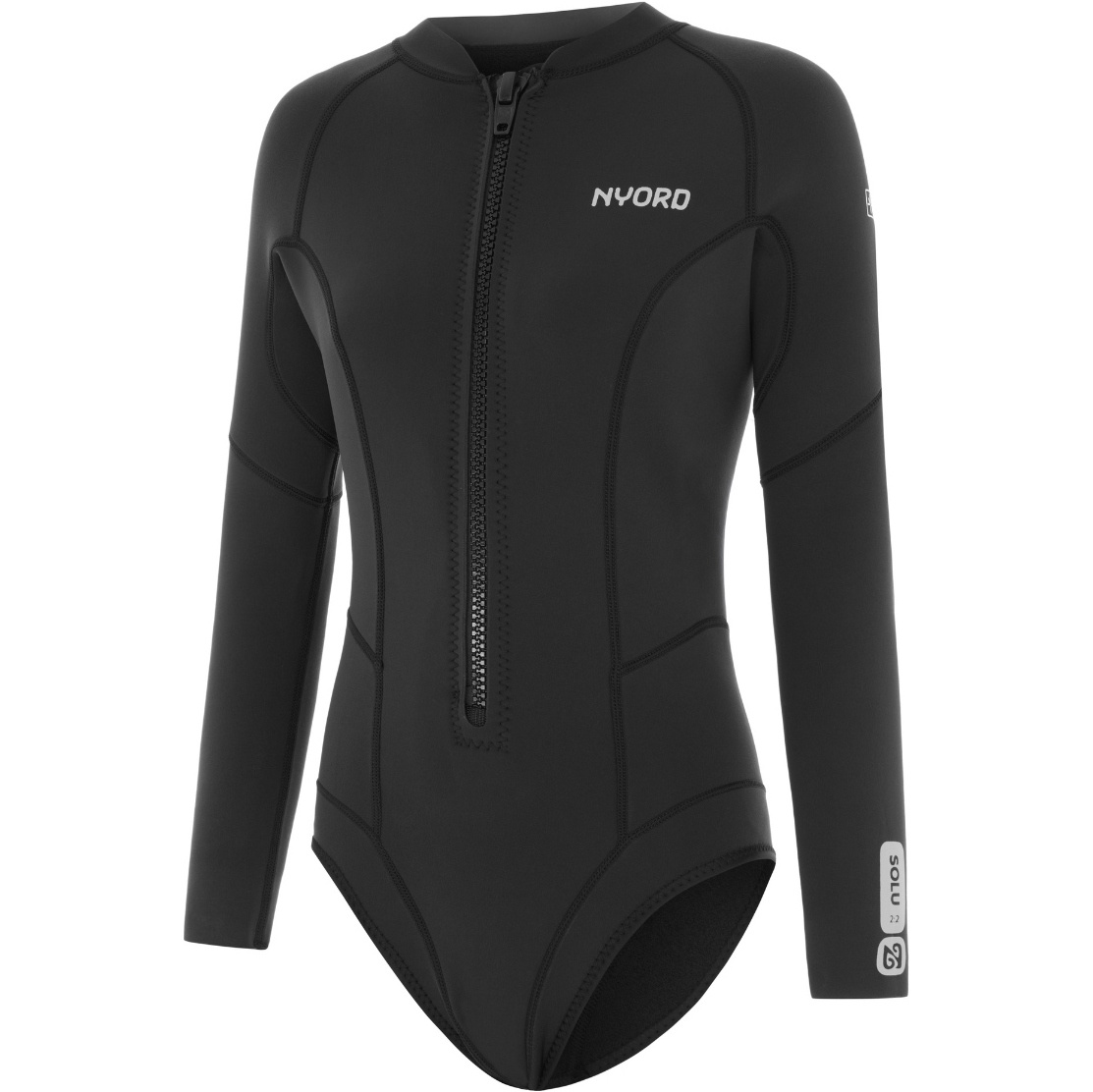 2026 Nyord Womens Solu Yulex 2/2mm Long Sleeve Front Zip Spring Shorty Wetsuit SOLWHL22001-BLK - Black